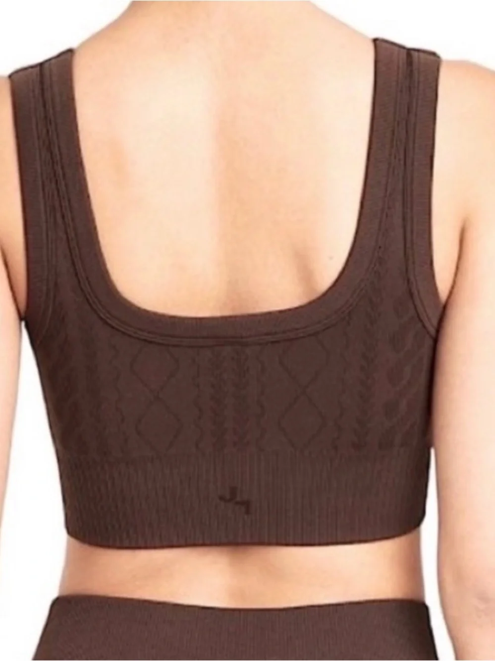 JoyLab Brown Ribbed Square-Neck Crop Tank - Picture 2 of 4